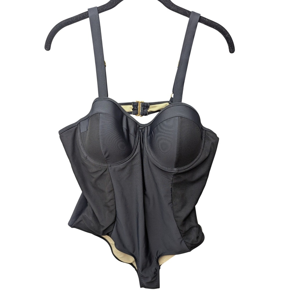 Paramour One Piece Swimsuit Women 1X Black Mesh Underwire P713372RA